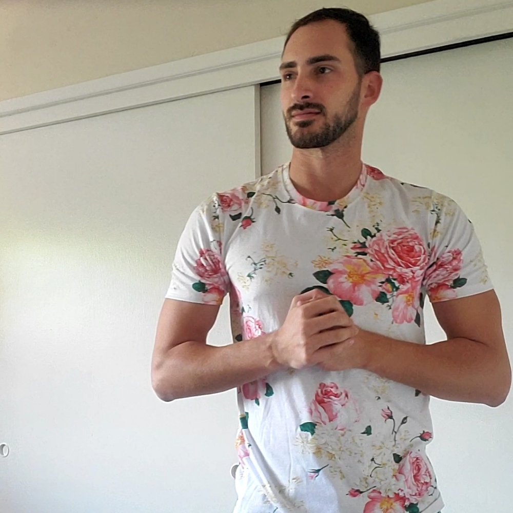 White & Pink Floral Roses Tee